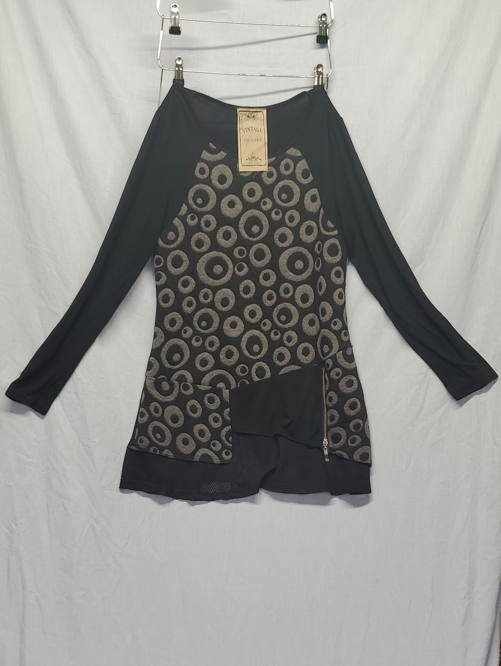 Black & Taupe Patterned A-Line Skirt #220
